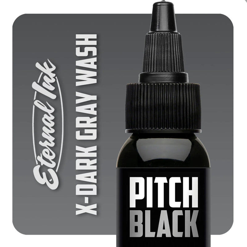 Pitch Black Gray Wash X-tra Dark — Eternal Ink — Pick Size - Ultimate Tattoo Supply