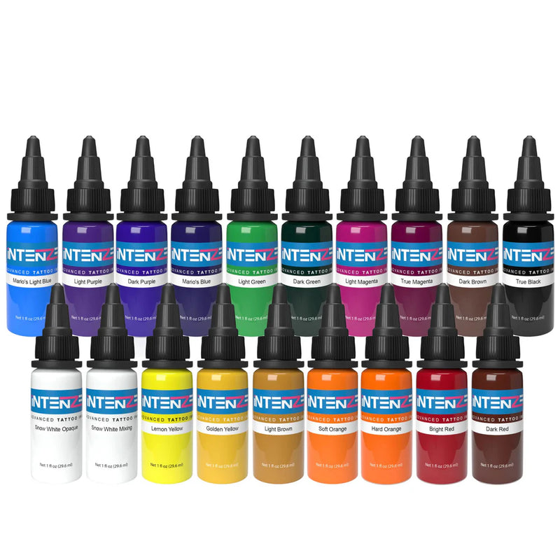 Basic 1/2oz Color Set - Intenze Tattoo Ink - 19 Bottles - Ultimate Tattoo Supply