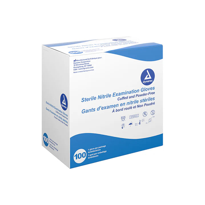 Sterile Dynarex Blue Disposable Nitrile Gloves — Box of 100 - Painful Pleasures