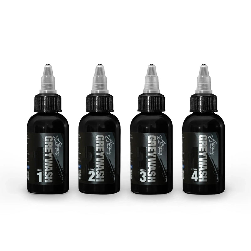Greywash Set of 4 — Allegory Premium Tattoo Ink — Pick Size - Ultimate Tattoo Supply