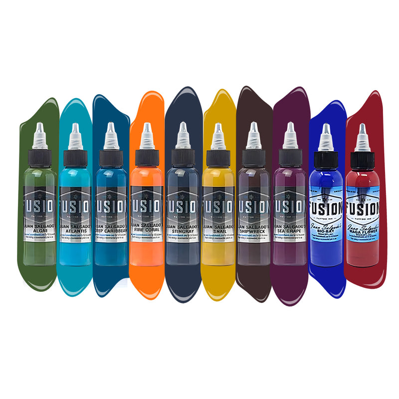 Juan Salgado 10-Color Palette Signature Set — Fusion Tattoo Ink — 1oz - Ultimate Tattoo Supply