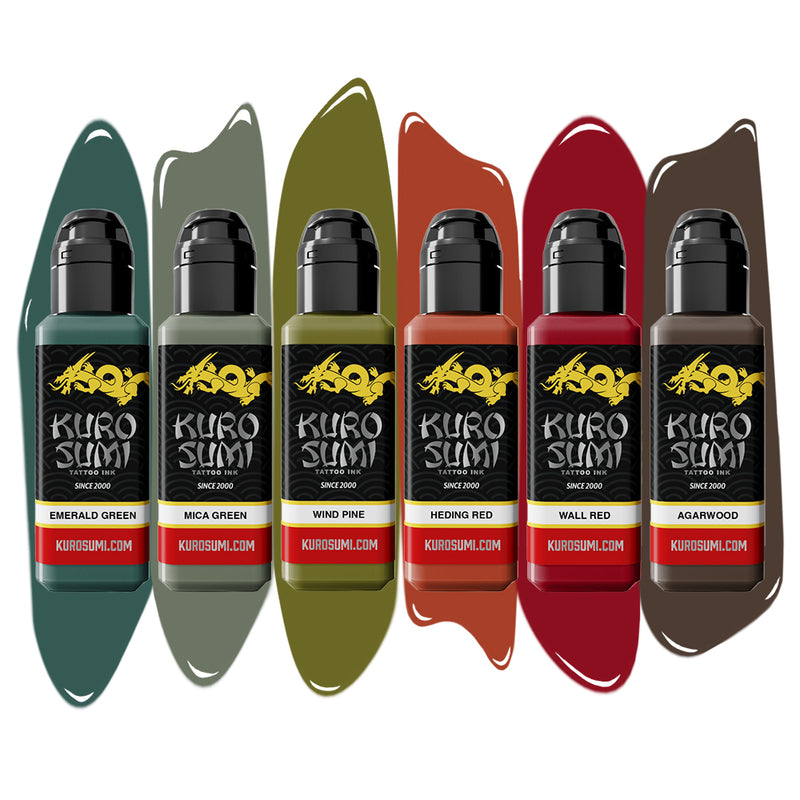 Chen Jie Watercolor Set — Kuro Sumi Tattoo Ink — 6 1.5oz Bottles - Ultimate Tattoo Supply