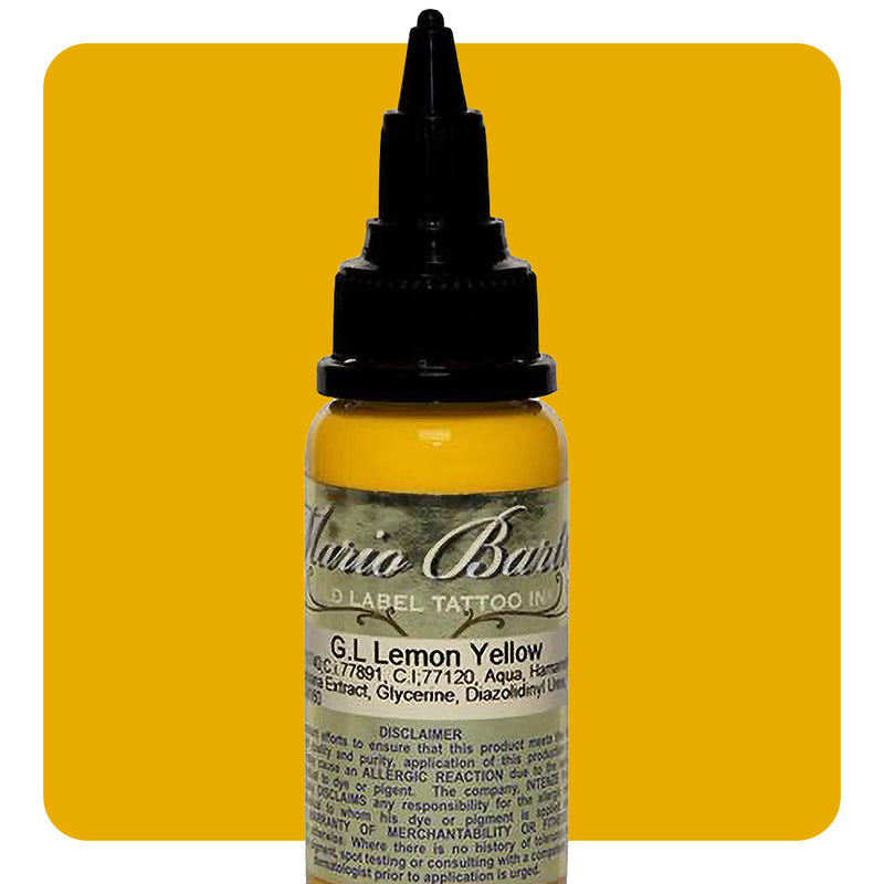 Lemon Yellow Mario Barth Gold Label — Intenze Tattoo Ink — 1oz Bottle - Ultimate Tattoo Supply