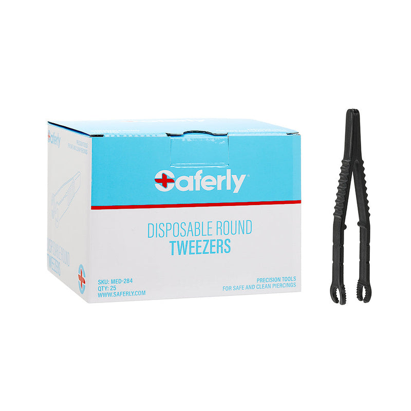Saferly Medical Sterilized Round Tweezers - Single or Case of 25 - Ultimate Tattoo Supply