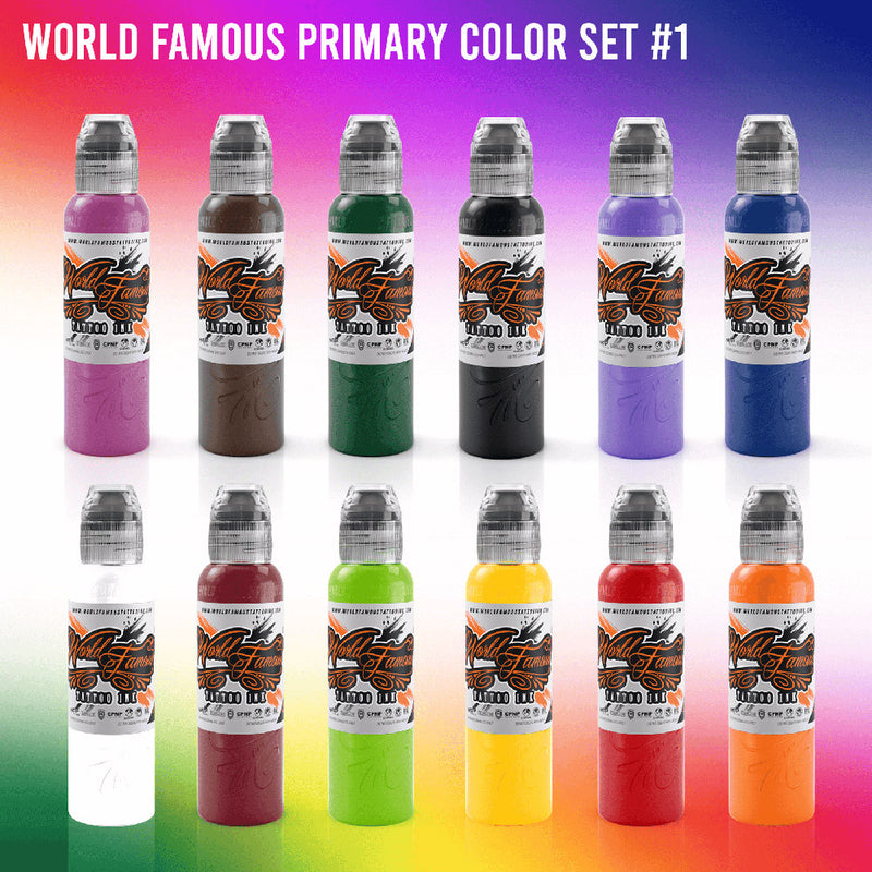 World Famous Primary Color Ink Set #1 - Ultimate Tattoo Supply