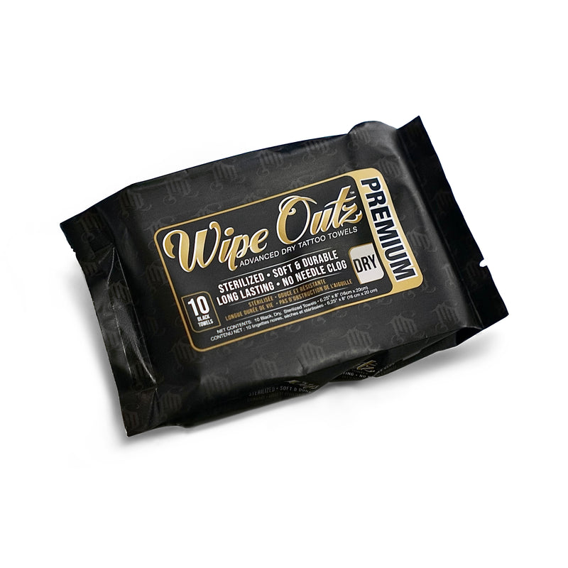 Wipe Outz Black Tattoo Towels — Pack of 10 - Ultimate Tattoo Supply