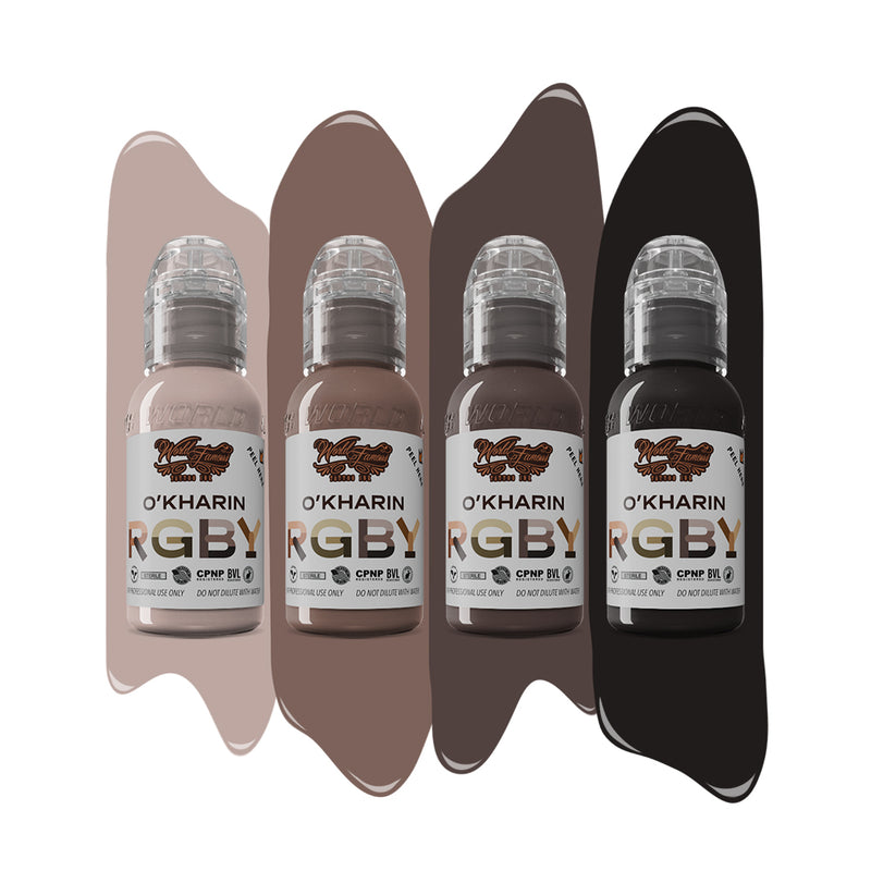 Sasha O’Kharin RGBY Skin Tone Blue Mini Set of 4 Colors — World Famous — 1oz - Ultimate Tattoo Supply