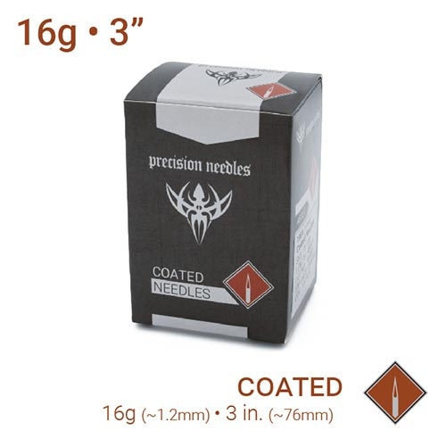 16g Sterilized 3" Coated Piercing Needles — Box of 100 - Painful Pleasures