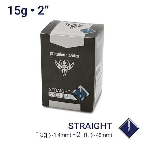 15g Sterilized 2" Body Piercing Needles — Box of 100 - Painful Pleasures