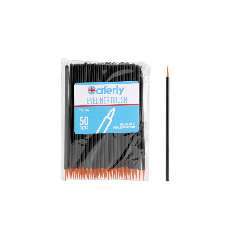 Saferly Disposable Eyeliner/Detail Brushes — Fine Tip — Pack of 50 - Ultimate Tattoo Supply