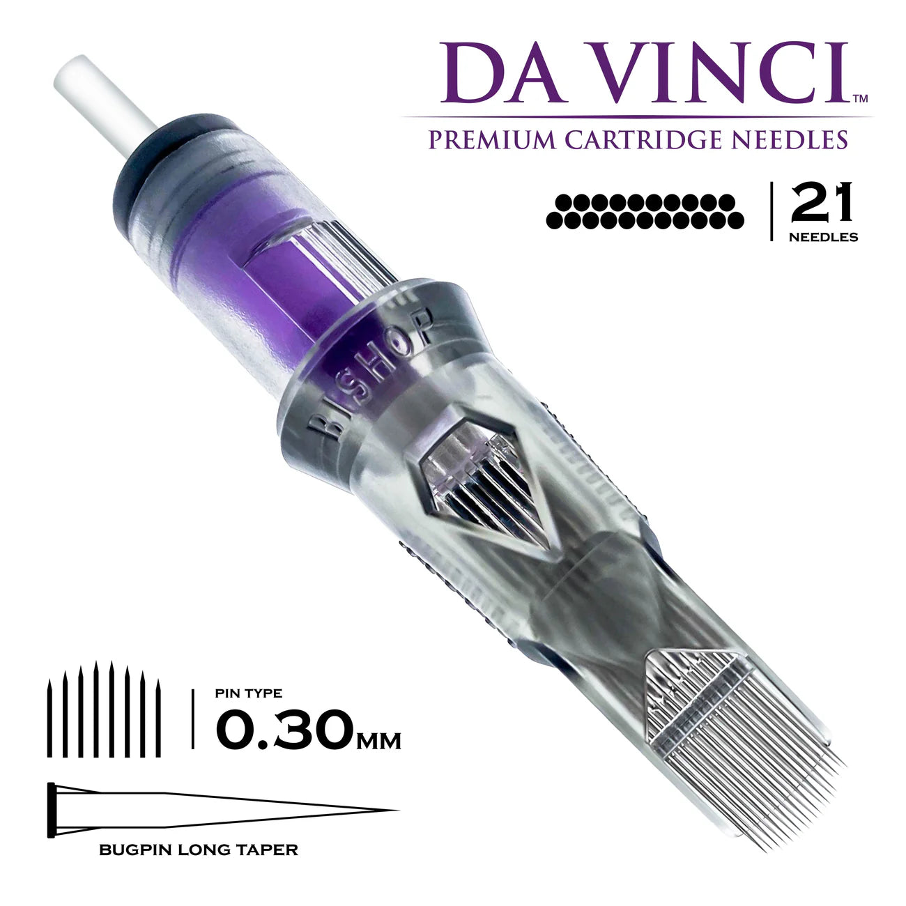 Bishop Da Vinci V2 Tattoo Cartridge Needles — Magnums — Box of 20 - Ultimate Tattoo Supply