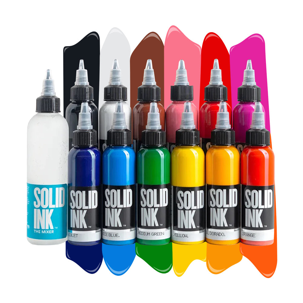 Solid Ink - 12 Color Spectrum Set 1oz Bottles - Ultimate Tattoo Supply