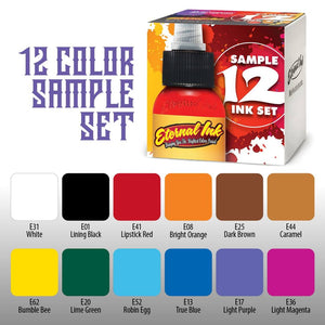 Sample Color Set of 12 - 4oz Bottles - Eternal Tattoo Ink - Painful Pleasures