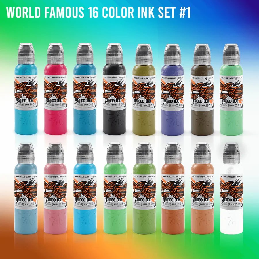 World Famous 16 Color Ink Set #1 - Ultimate Tattoo Supply