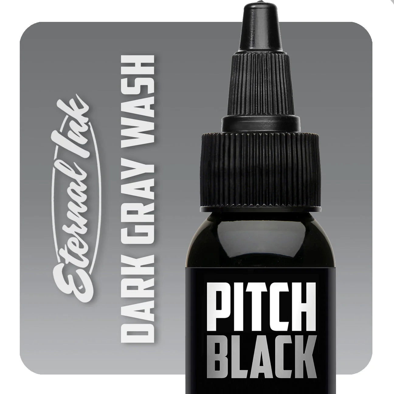 Pitch Black Dark Gray Wash — Eternal Ink — Pick Size - Ultimate Tattoo Supply