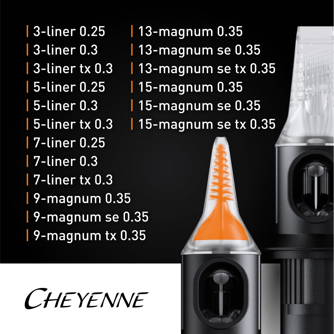 Cheyenne Capillary Cartridge Needles 20 Pack - Magnum Soft Edge Shaders - Ultimate Tattoo Supply