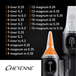 Cheyenne Capillary Cartridge Needles 20 Pack - Magnum Soft Edge Shaders - Ultimate Tattoo Supply