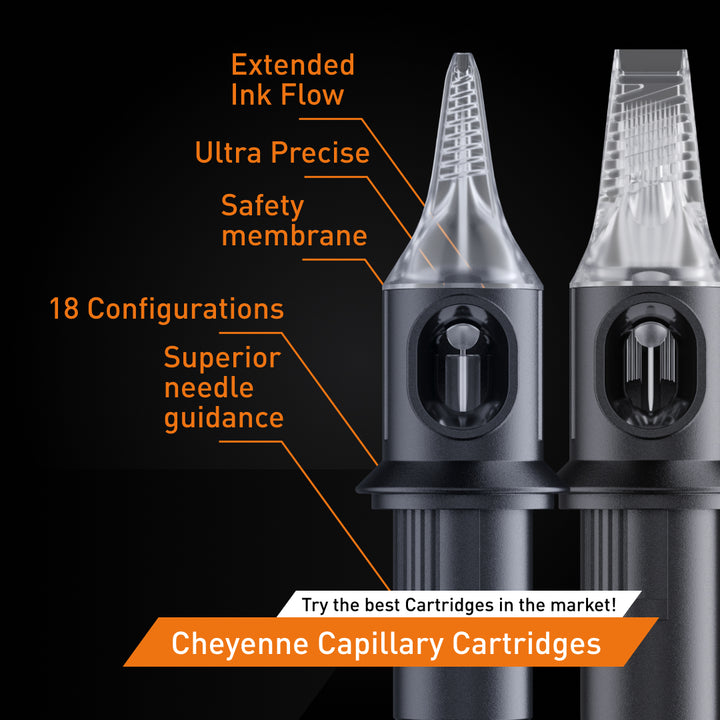 Cheyenne Capillary Cartridge Needles 20 Pack - Tight Round Liners - Ultimate Tattoo Supply