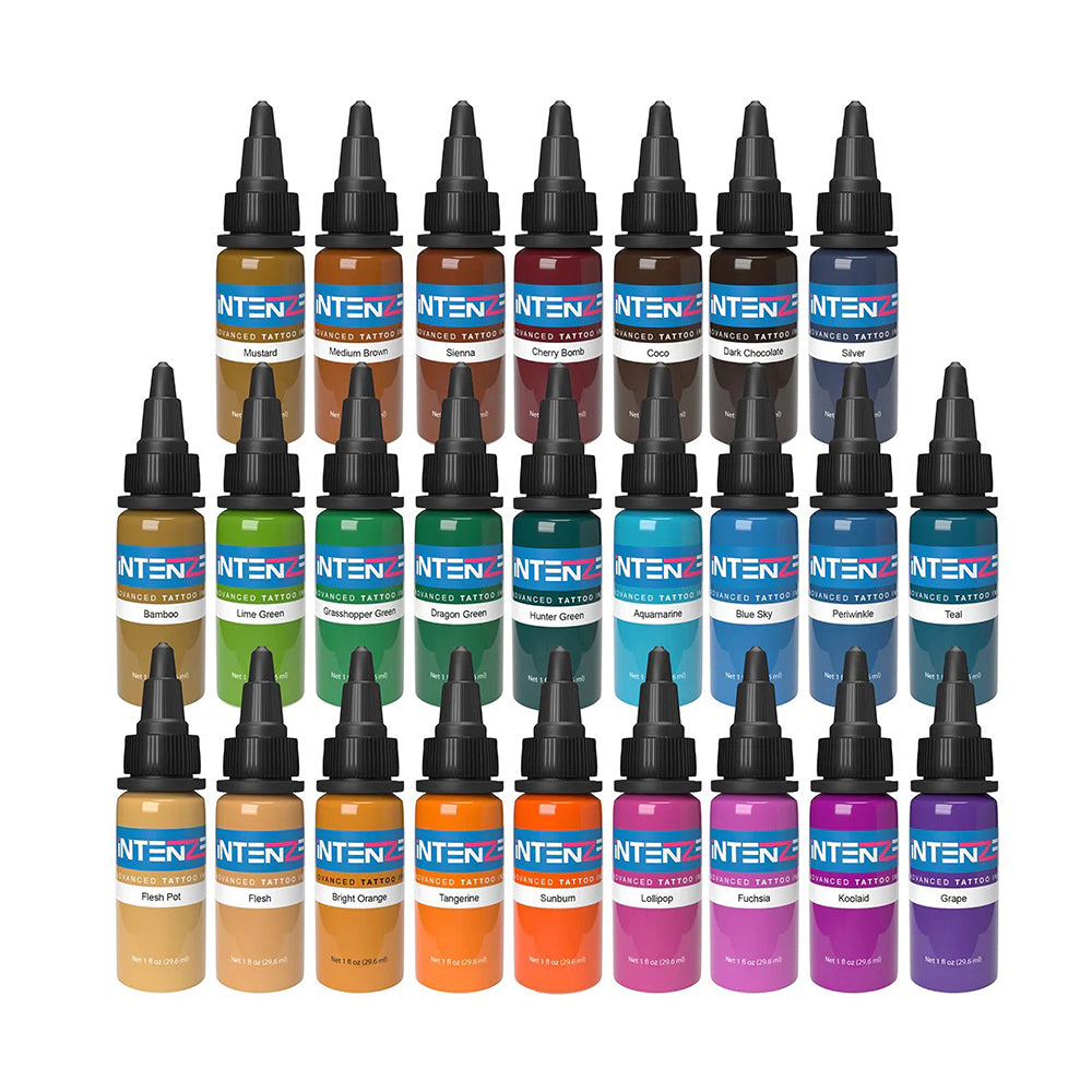 New 4oz Color Set - Intenze Tattoo Ink - 25 Bottles - Ultimate Tattoo Supply