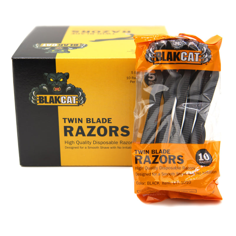 Blakcat Premium Twin Blade Disposable Razors - 50/bx - Ultimate Tattoo Supply