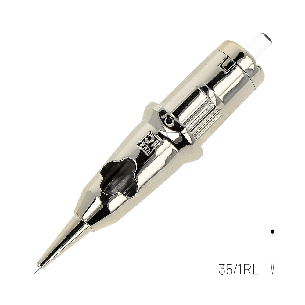 Kwadron Optima Gold PMU Cartridge Needles 1 Round Liner 0.35mm Long Taper