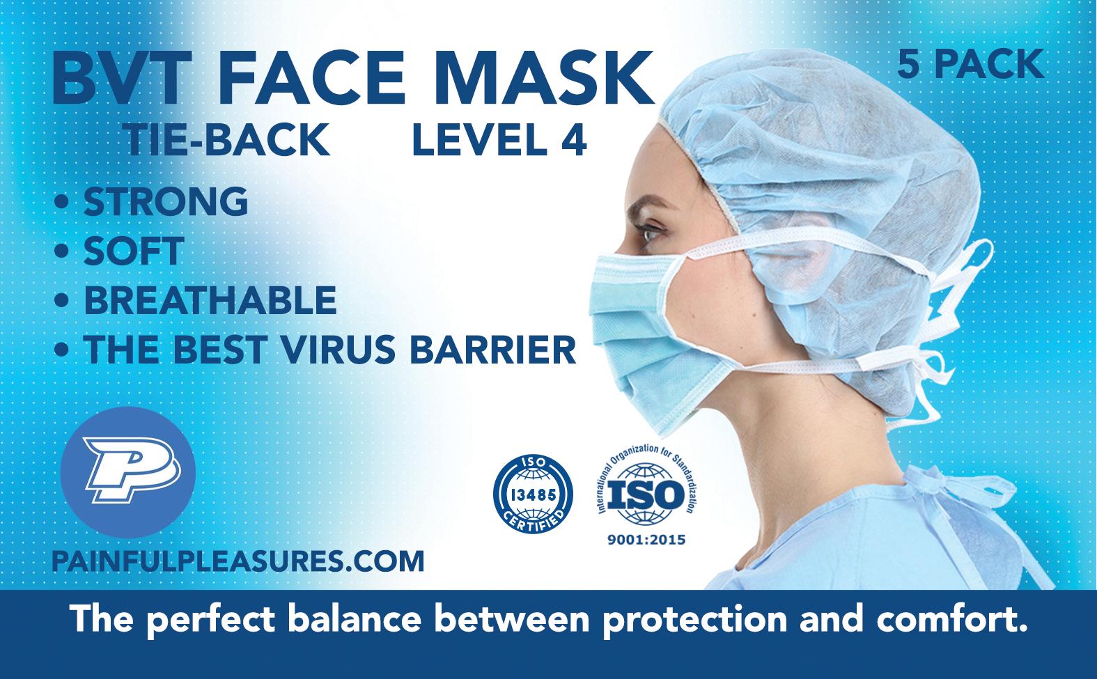 Phoenix Level 4 Blue Disposable Face Masks —  Pack of 5 - Painful Pleasures