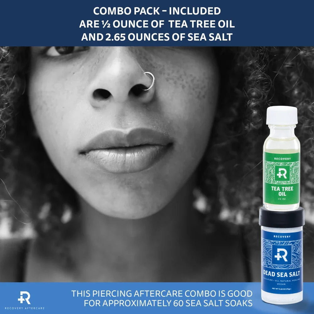 Recovery Aftercare Sea Salt and Tea Tree Oil Combo — Piercing Aftercare System - Painful Pleasures