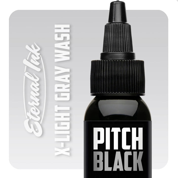 Pitch Black X-Light Gray Wash — Eternal Ink — Pick Size - Ultimate Tattoo SupplyPitch Black X-Light Gray Wash — Eternal Ink — Pick Size