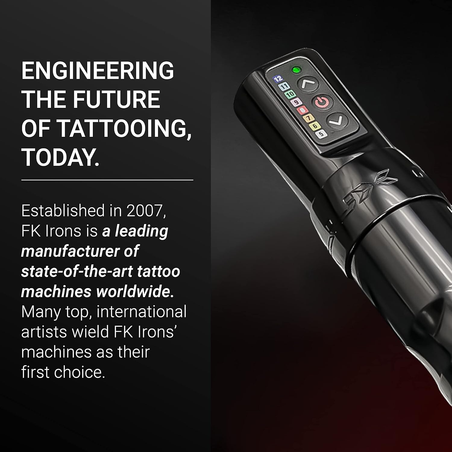 FK Irons FLUX Rotary Pen Machine w/ 2 Powerbolts - Chromium - Ultimate Tattoo Supply