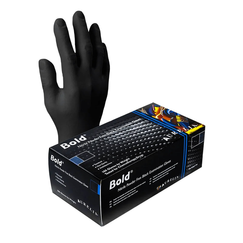 Aurelia Bold® Black Nitrile Gloves — Box of 100 - Ultimate Tattoo Supply