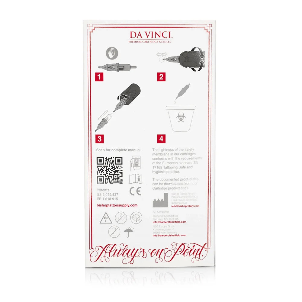 Bishop Da Vinci V2 Tattoo Cartridge Needles — Dmitry Troshin 3RL Only — Box of 40