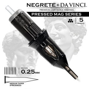 Bishop Da Vinci V2 Tattoo Cartridge Needles — Freddy Negrete Pressed Mag Series — Box of 20 Pressed Mag - 5 - #08 (0.25mm) - Short Taper