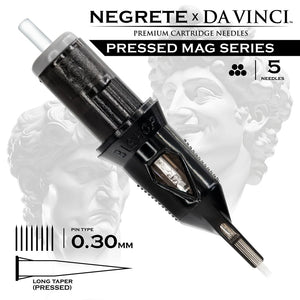 Bishop Da Vinci V2 Tattoo Cartridge Needles — Freddy Negrete Pressed Mag Series — Box of 20 Pressed Mag - 5 - #10 (0.3mm) - Long Taper