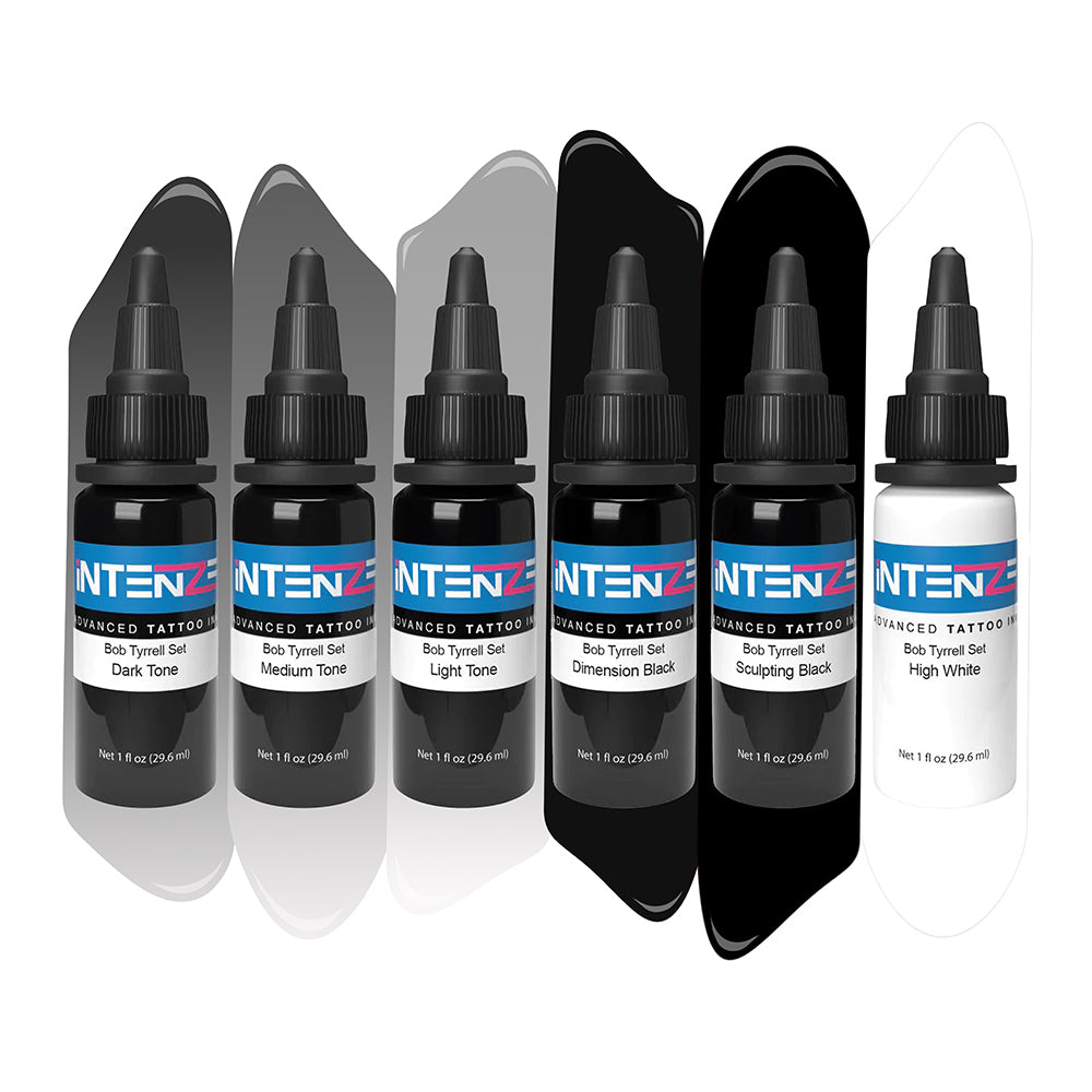 Bob Tyrrell Advanced Black and Gray Formula Set — Intenze Tattoo Ink — 6 Bottles - Ultimate Tattoo Supply