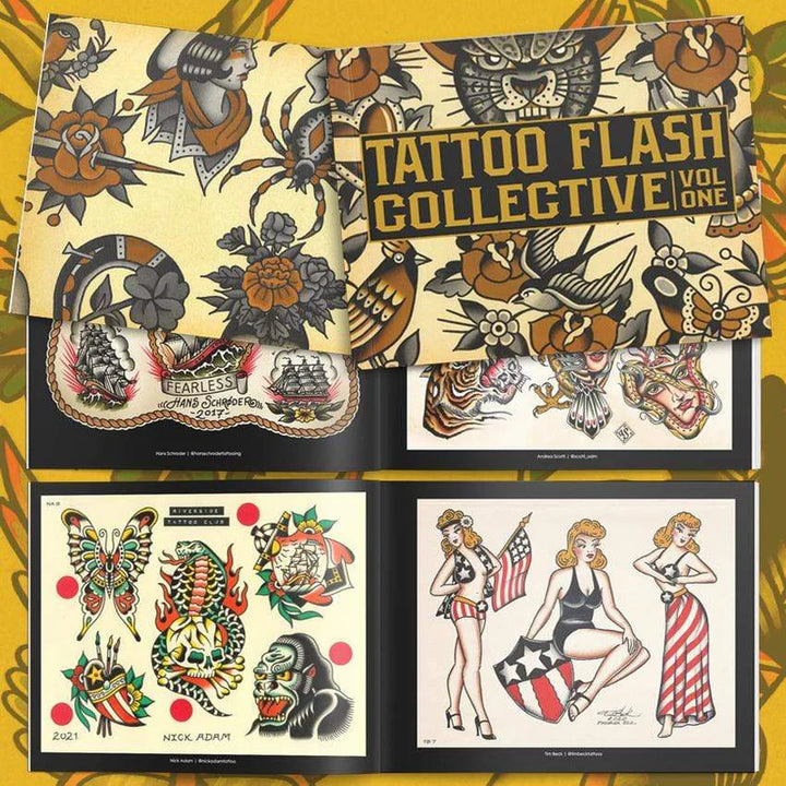 Tattoo Flash Collective Vol. 1 — Softcover Book - Ultimate Tattoo SupplyTattoo Flash Collective Vol. 1 — Softcover Book