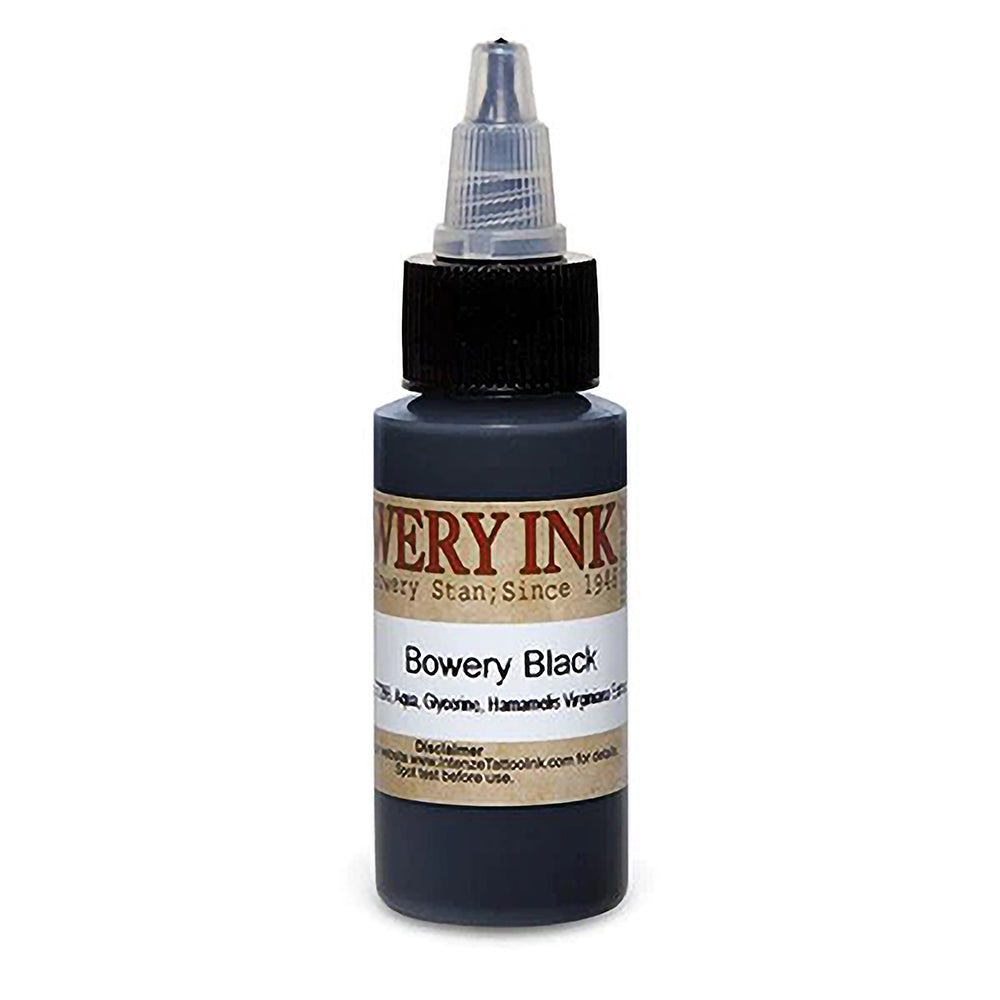 Black — Bowery Artist Series — Intenze Tattoo Ink — 1oz Bottle - Ultimate Tattoo Supply