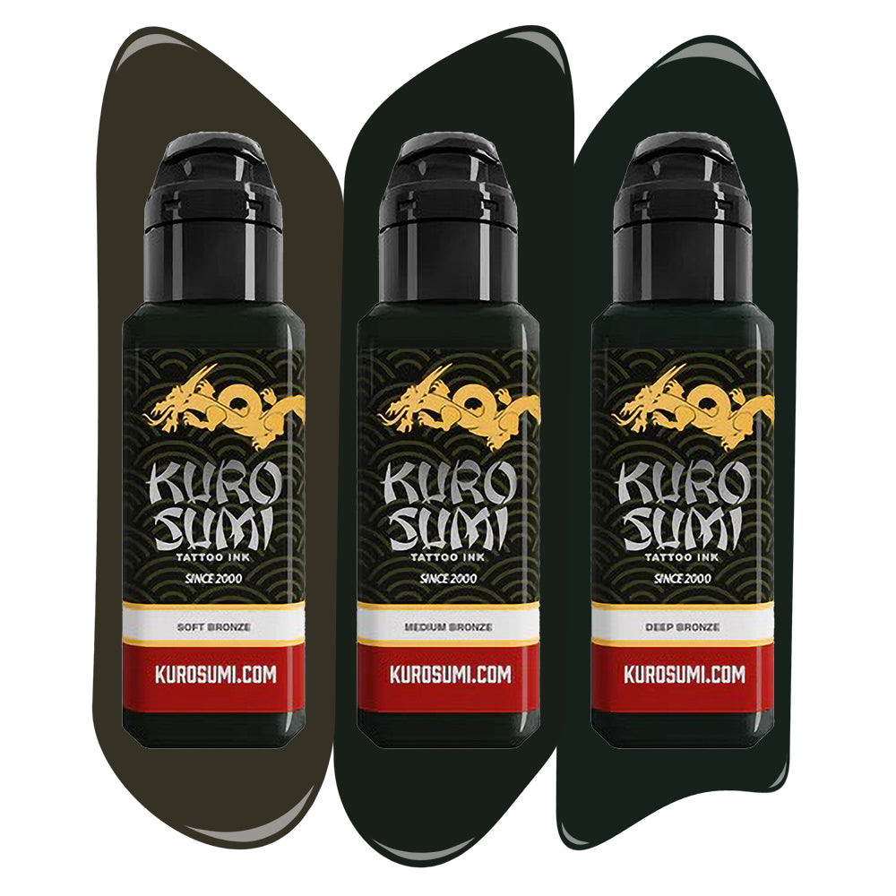 Kuro Sumi Bronze Lining & Shading set — Pick Size - Ultimate Tattoo Supply