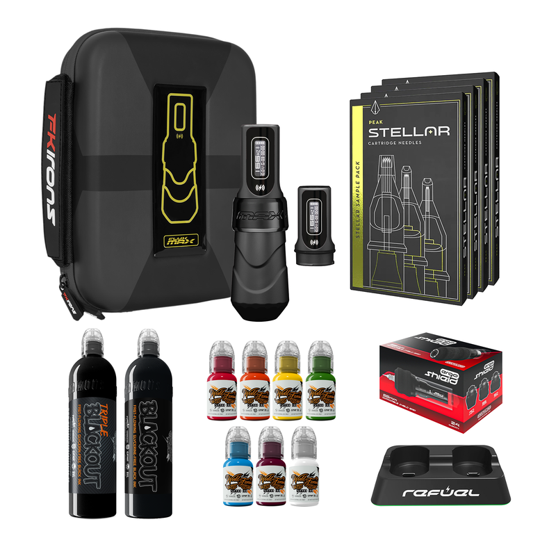FK Irons Flux Max Pro Bundle With PowerBolt Batteries – Pick Color and Stroke Length - Ultimate Tattoo Supply