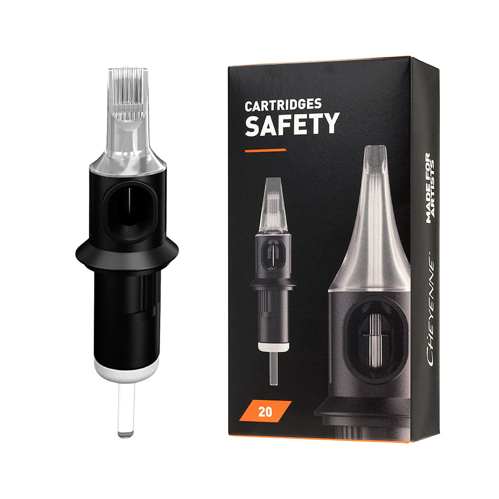 Cheyenne Safety Cartridge 20 Pack - Soft Edge Textured Bugpin Mag Shaders - Ultimate Tattoo Supply