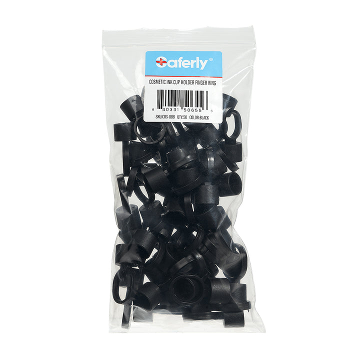 Finger Ring Ink Cup Holder - Black - 50/bag - Ultimate Tattoo Supply