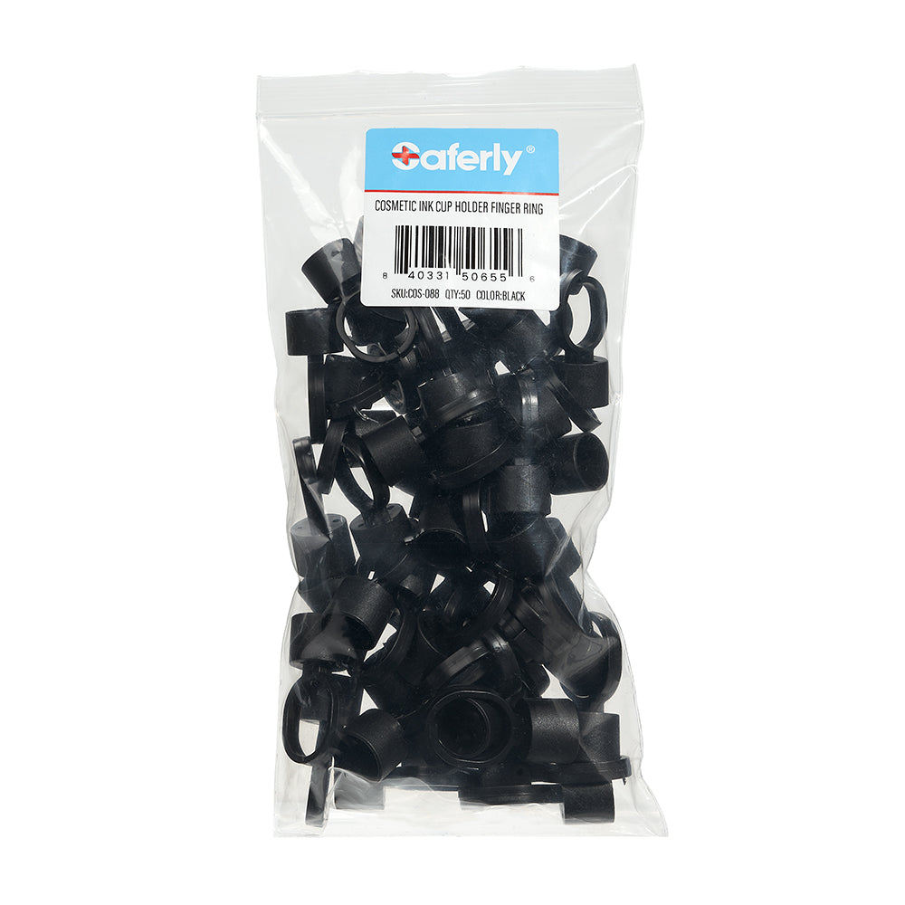 Cosmetic Ink Cup Holder Finger Ring — Black — Bag of 50 - Ultimate Tattoo Supply