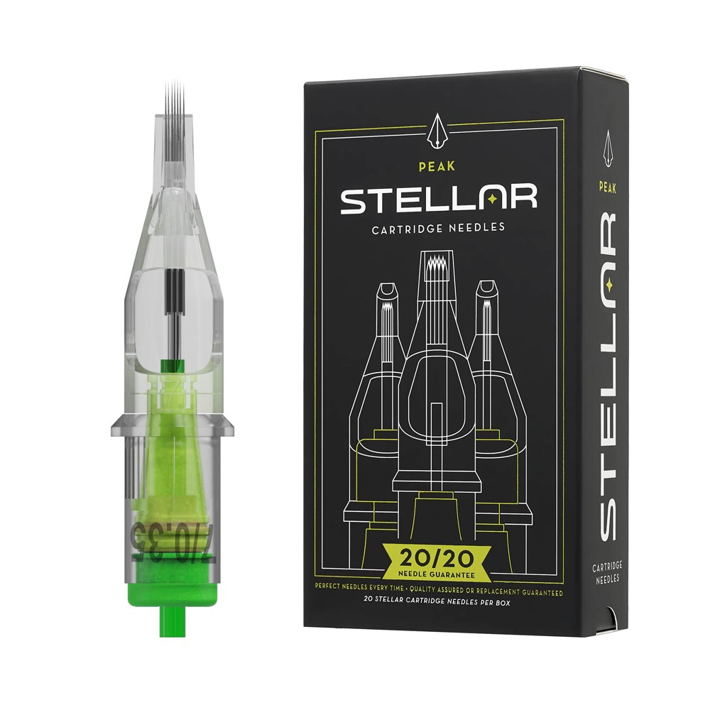 Peak Stellar Needle Cartridges — Curved Magnums (Extra Long Taper) — Box of 20 - Ultimate Tattoo Supply