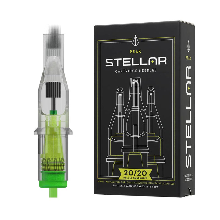 Peak Stellar Needle Cartridges — Curved Magnums (Long Taper) — Box of 20 - Ultimate Tattoo Supply