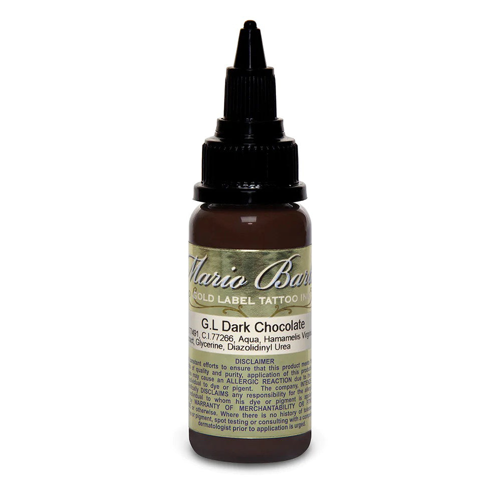 Dark Chocolate Mario Barth Gold Label — Intenze Tattoo Ink — 1oz Bottle - Ultimate Tattoo Supply