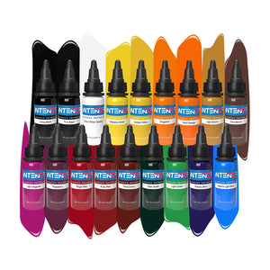 Dark Skin Set- Intenze Tattoo Ink - 18 Bottles - 2oz - Ultimate Tattoo Supply