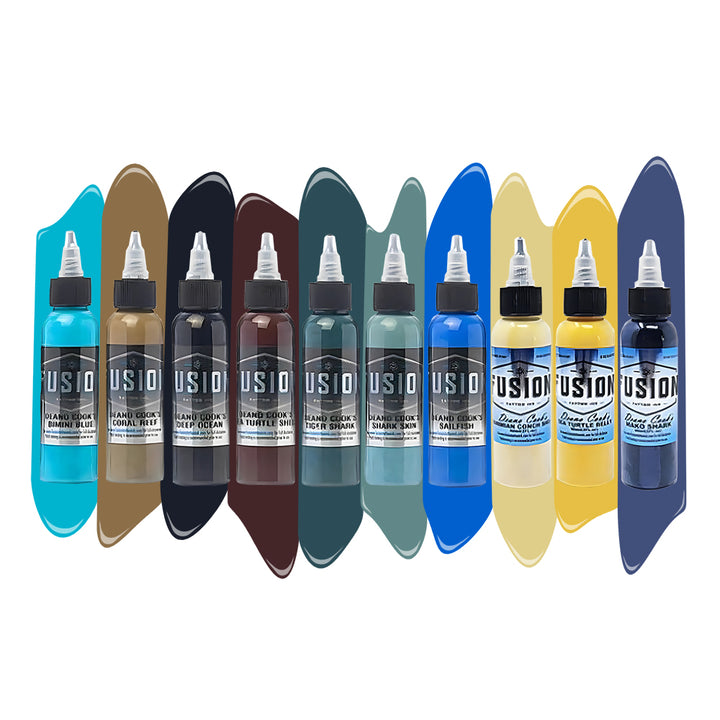 Deano Cook 10-Color Palette Signature Set — Fusion Tattoo Ink — 1oz - Ultimate Tattoo Supply