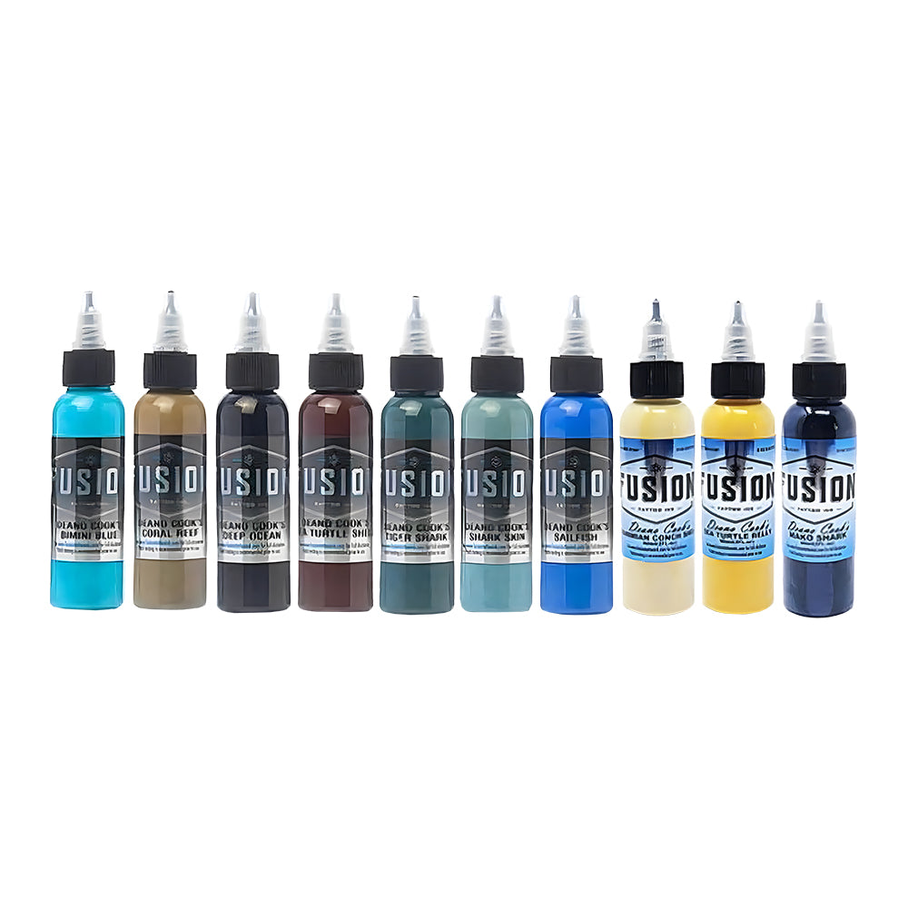 Deano Cook 10-Color Palette Signature Set — Fusion Tattoo Ink — 1oz - Ultimate Tattoo Supply