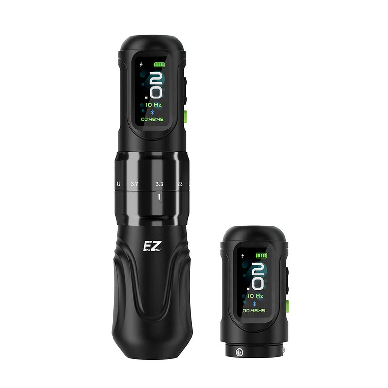 EZ P6 Adjustable Stroke Wireless Tattoo Machine With Two Battery Packs — Black