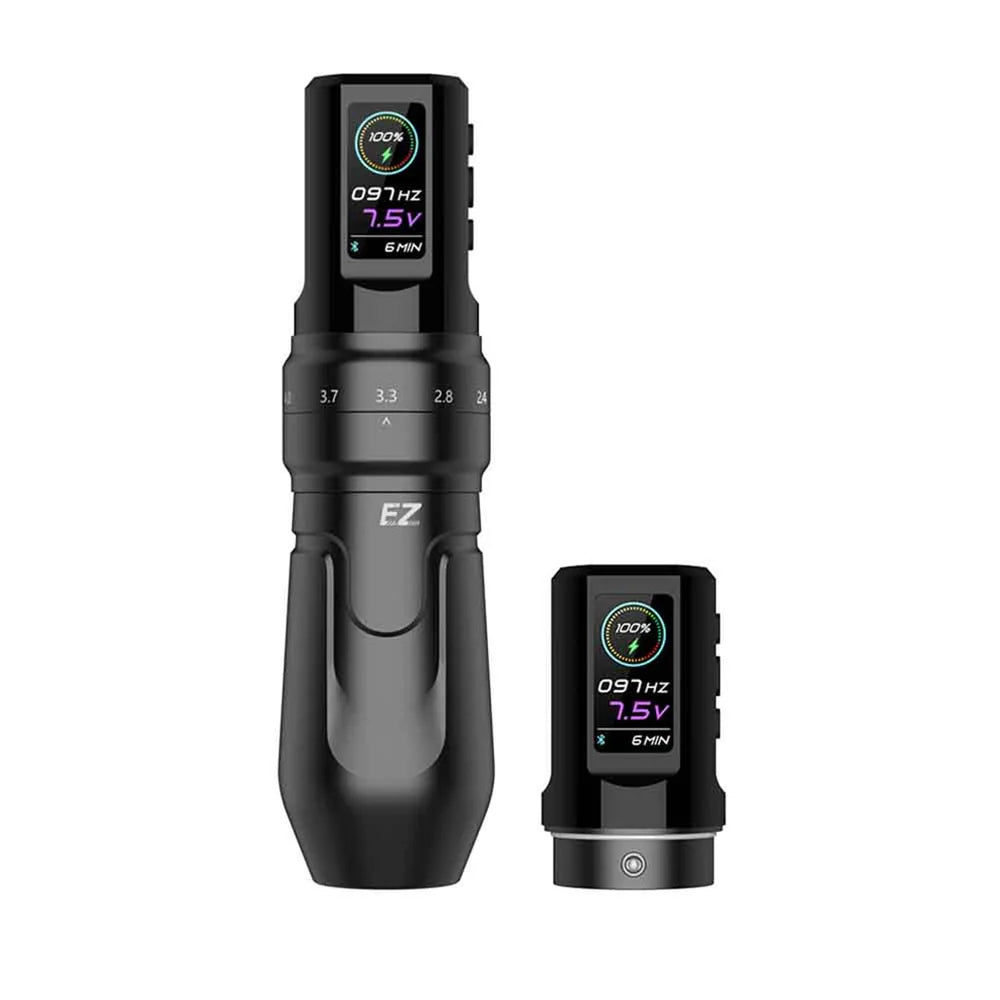 EZ P3 Pro Wireless Adjustable Stroke Tattoo Machine With Two Battery Packs — Black