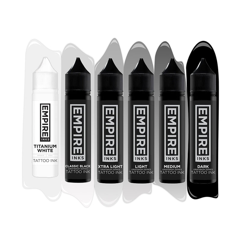 Empire Inks Graywash Series — 6-Bottle Full Set — Pick Size - Ultimate Tattoo Supply
